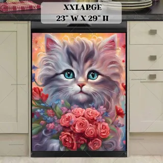 Preview of Valentine’s Day Kitten with Roses magnet in XX Large size.