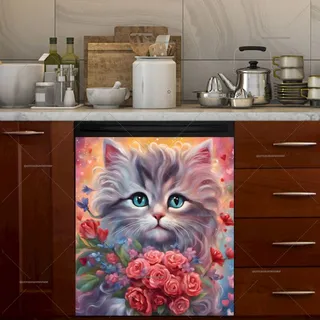 Preview of Valentine’s Day Kitten with Roses magnet.