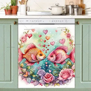 Preview of Valentine’s Fish in Love magnet.