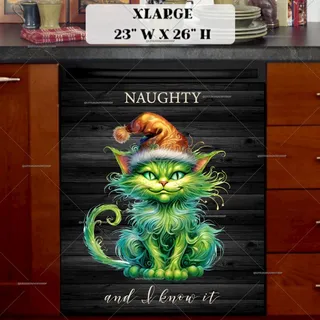 Preview of Naughty Christmas Kitten magnet in Extra Large size.