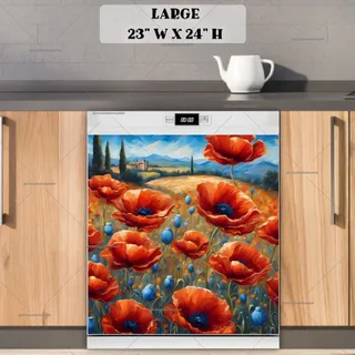 Preview of Poppy Field in Tuscany magnet in Large size.