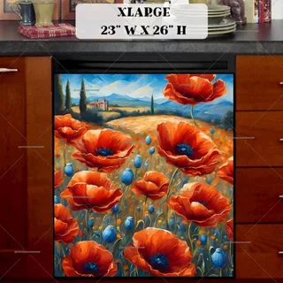 Preview of Poppy Field in Tuscany magnet in Extra Large size.