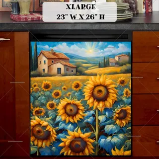 Preview of Blooming Tuscan Sunflowers magnet in Extra Large size.