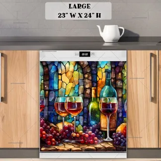 Preview of Stained Glass Grapes and Wine magnet in Large size.