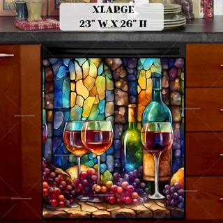 Preview of Stained Glass Grapes and Wine magnet in Extra Large size.