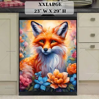 Preview of Beautiful Fox and Flowers magnet in XX Large size.