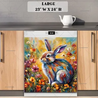 Preview of Beautiful Bunny and Flowers magnet in Large size.