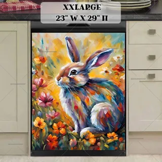 Preview of Beautiful Bunny and Flowers magnet in XX Large size.