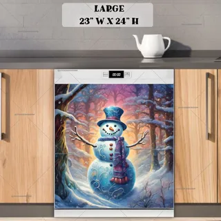 Preview of Pretty Snowman in the Woods magnet in Large size.