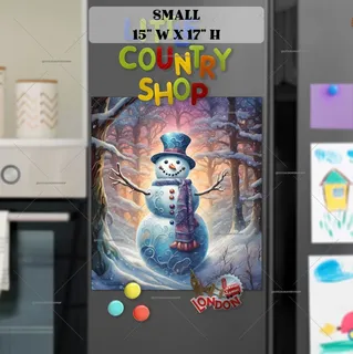 Preview of Pretty Snowman in the Woods magnet in Small size.