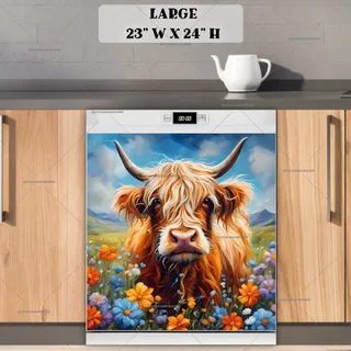 Preview of Fergus the Highland Cow in the Meadow magnet in Large size.