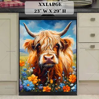 Preview of Fergus the Highland Cow in the Meadow magnet in XX Large size.