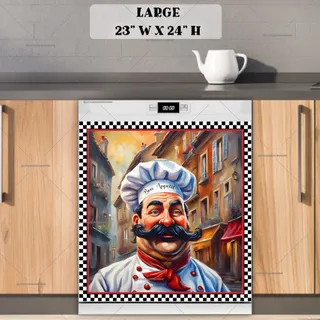 Preview of Italian Chef with a Big Moustache magnet in Large size.