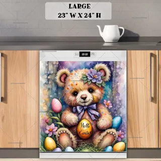 Preview of Easter Teddy Bear and Eggs magnet in Large size.