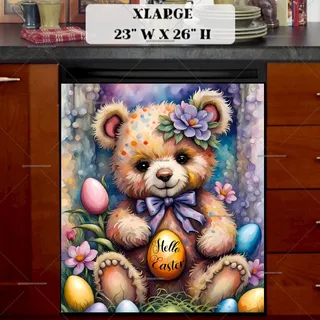 Preview of Easter Teddy Bear and Eggs magnet in Extra Large size.