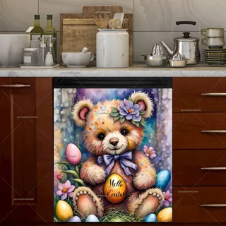 Preview of Easter Teddy Bear and Eggs magnet.