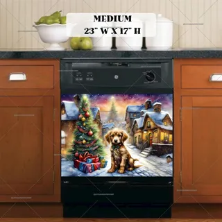 Preview of Puppy in the Christmas Village magnet in Medium size.