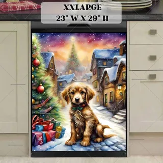 Preview of Puppy in the Christmas Village magnet in XX Large size.