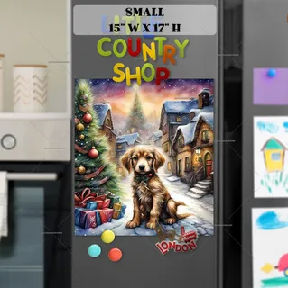 Preview of Puppy in the Christmas Village magnet in Small size.