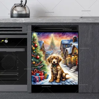 Preview of Puppy in the Christmas Village magnet.