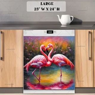 Preview of Pretty Flamingo Couple magnet in Large size.