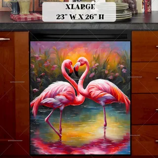 Preview of Pretty Flamingo Couple magnet in Extra Large size.