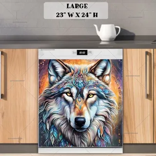 Preview of Stunning Mandala Wolf magnet in Large size.