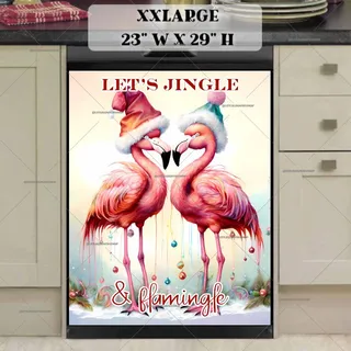 Preview of Christmas Flamingo Couple magnet in XX Large size.