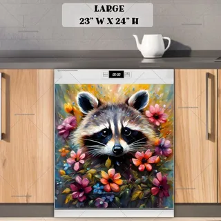 Preview of Cute Flower Raccoon magnet in Large size.