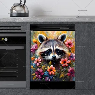 Preview of Cute Flower Raccoon magnet.