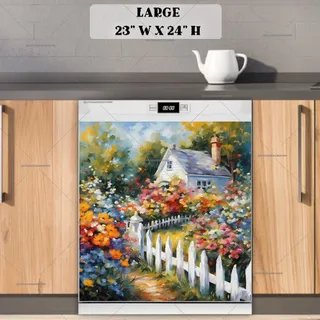 Preview of Little House with Flower Garden magnet in Large size.