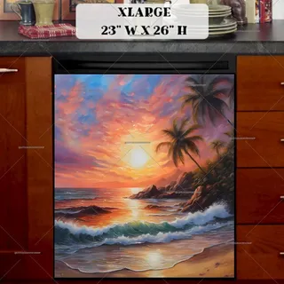 Preview of Beautiful Sunset and Palm Trees magnet in Extra Large size.