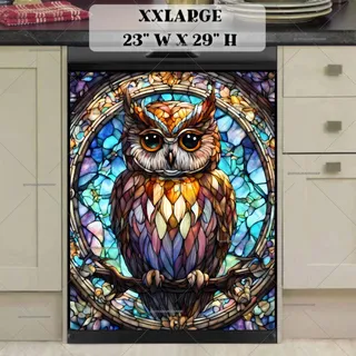 Preview of Stained Glass Winter Owl magnet in XX Large size.