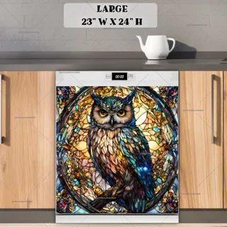 Preview of Gorgeous Stained Glass Owl magnet in Large size.