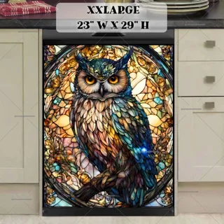 Preview of Gorgeous Stained Glass Owl magnet in XX Large size.