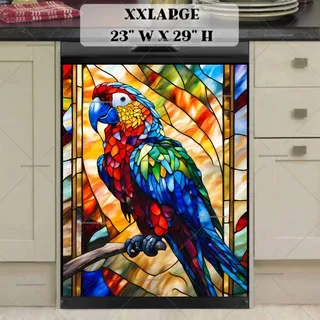 Preview of Colorful Stained Glass Parrot magnet in XX Large size.