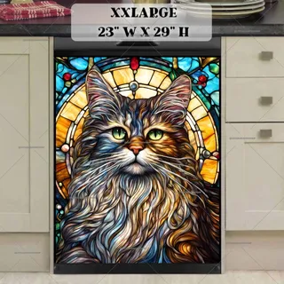 Preview of Stained Glass Maine Coon Cat magnet in XX Large size.