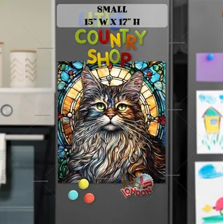 Preview of Stained Glass Maine Coon Cat magnet in Small size.