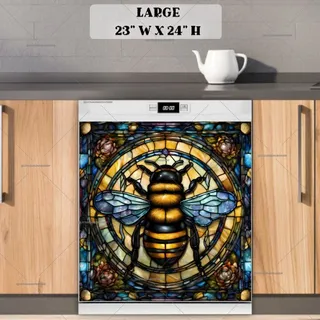 Preview of Stained Glass Honeybee magnet in Large size.