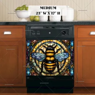 Preview of Stained Glass Honeybee magnet in Medium size.