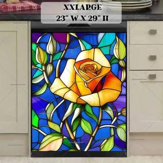 Preview of Stained Glass Yellow Rose magnet in XX Large size.