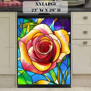 Preview of Gorgeous Stained Glass Rose magnet in XX Large size.