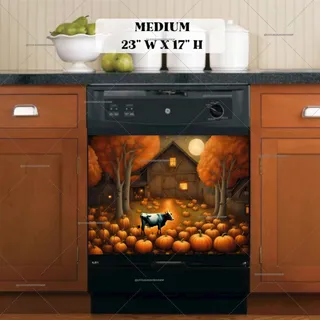 Preview of Country Farmhouse Cow and Pumpkins magnet in Medium size.