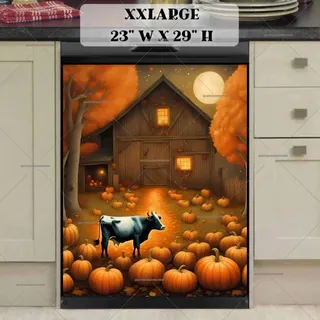 Preview of Country Farmhouse Cow and Pumpkins magnet in XX Large size.