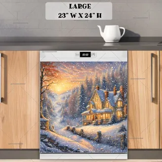 Preview of Christmas Cottage Beside the Road magnet in Large size.