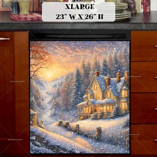 Preview of Christmas Cottage Beside the Road magnet in Extra Large size.