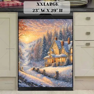 Preview of Christmas Cottage Beside the Road magnet in XX Large size.