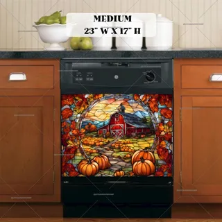 Preview of Stained Glass Pumpkin Farmhouse magnet in Medium size.