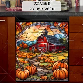 Preview of Stained Glass Pumpkin Farmhouse magnet in Extra Large size.