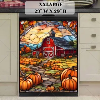 Preview of Stained Glass Pumpkin Farmhouse magnet in XX Large size.